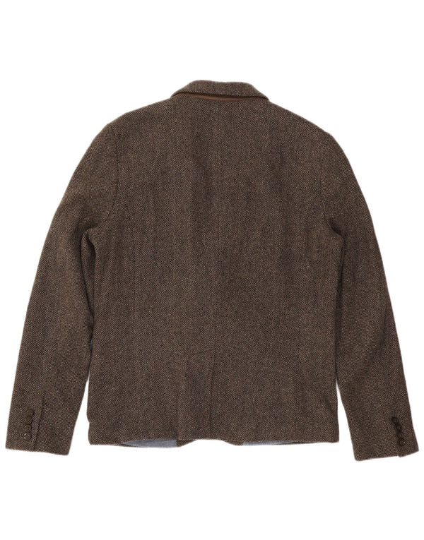 Superdry Veste Blazer 2 Boutons Homme UK 44 2XL Marron Chevrons Coton