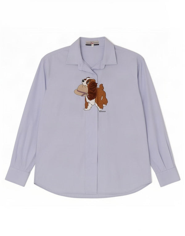 Emmanuel Shvili Chemise graphique femme IT 46 grand coton bleu