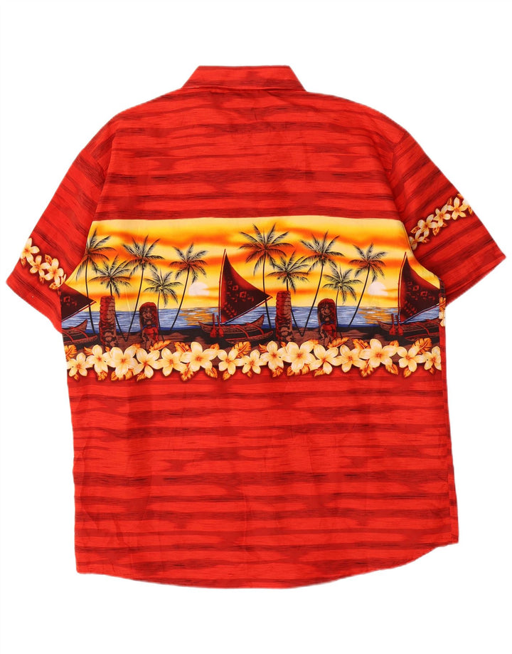 Lowes Chemise à manches courtes pour homme Grand rouge floral en polyester hawaïen
