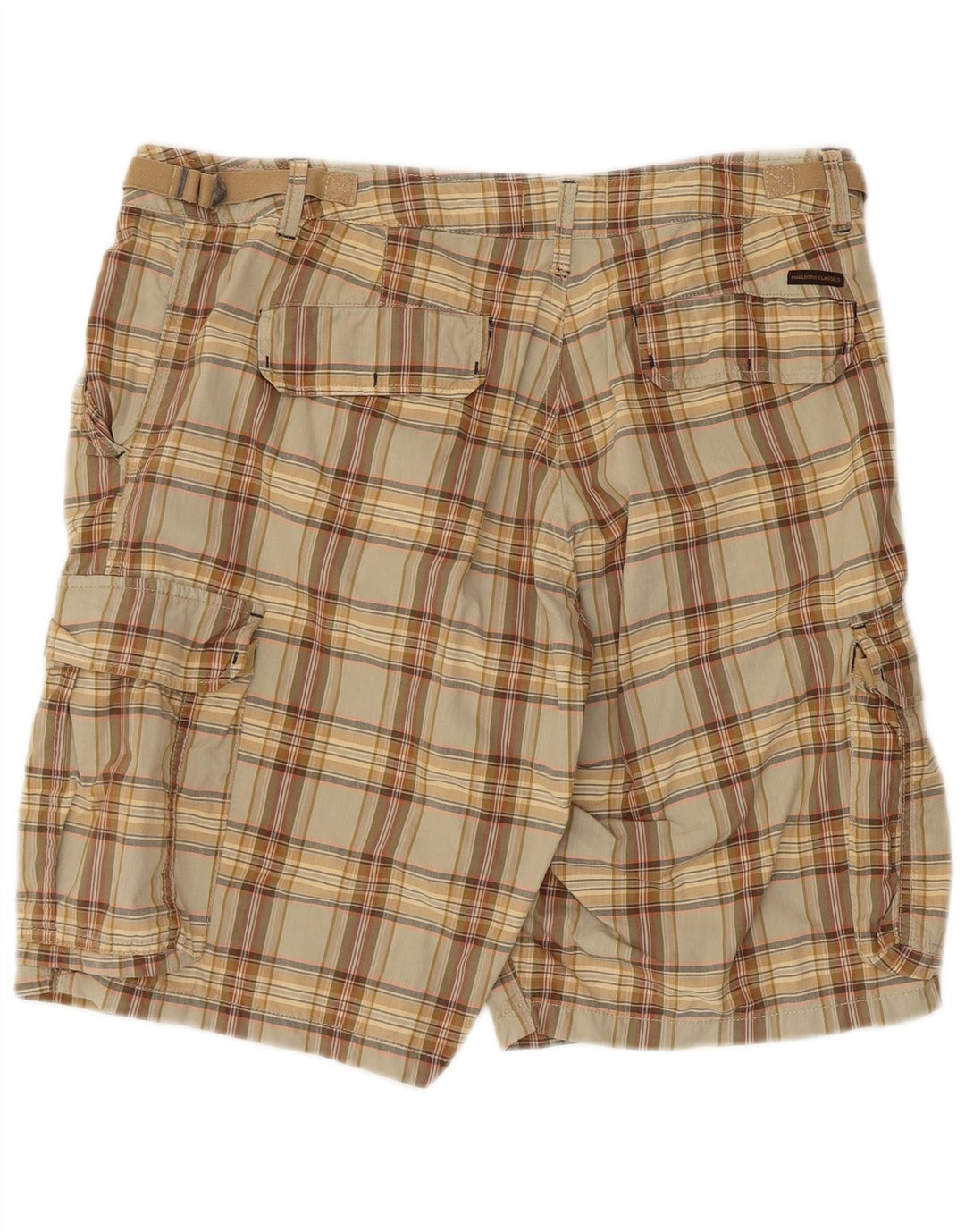 Marlboro Classics Short cargo pour homme W38 XL en coton à carreaux vert