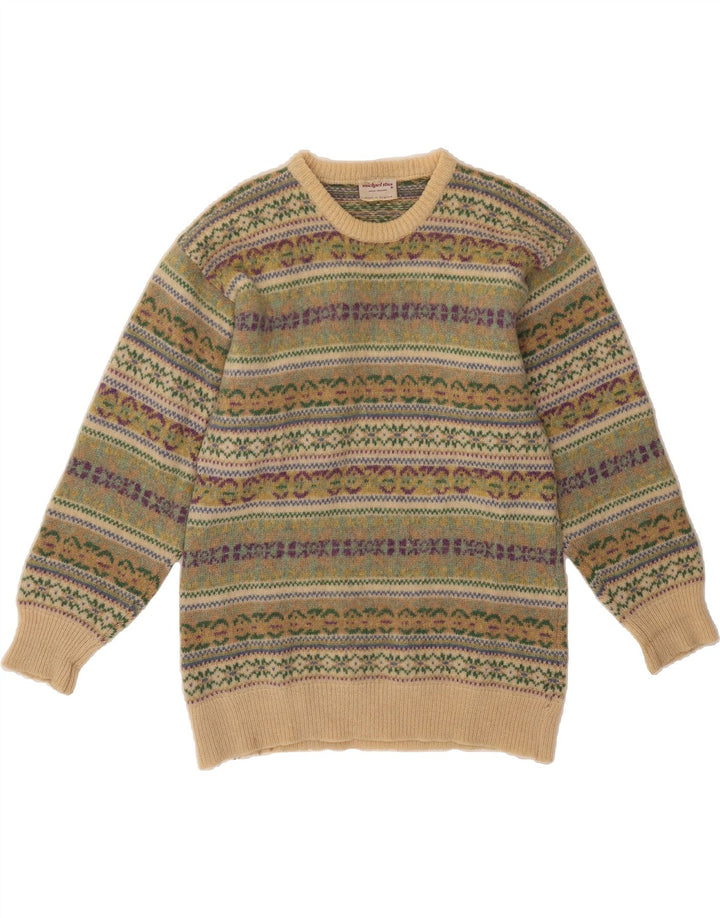 MICHAEL ROSS Pull à col rond pour homme Petit vert Fair Isle