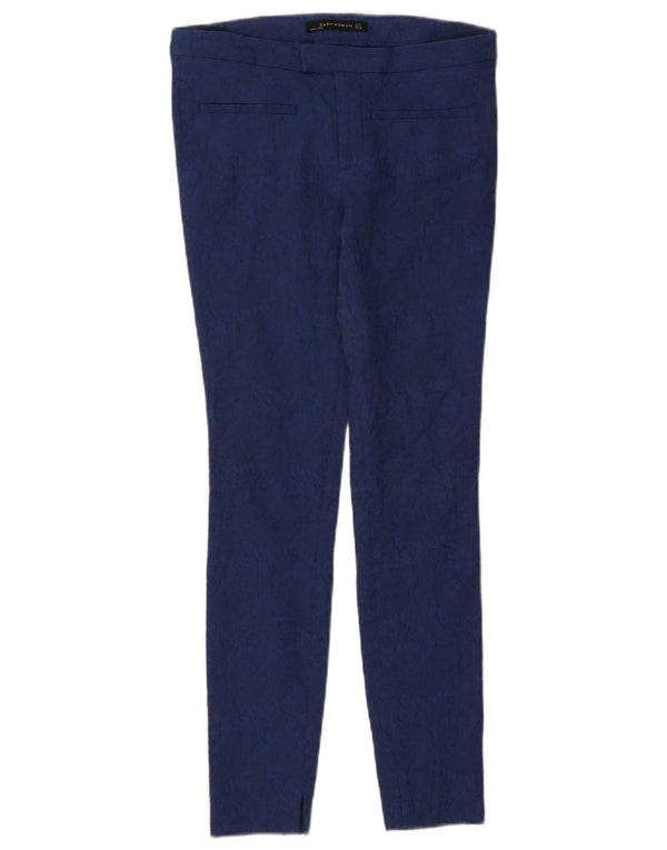 Zara Pantalon décontracté skinny pour femme Petit W26 L28 Bleu Paisley