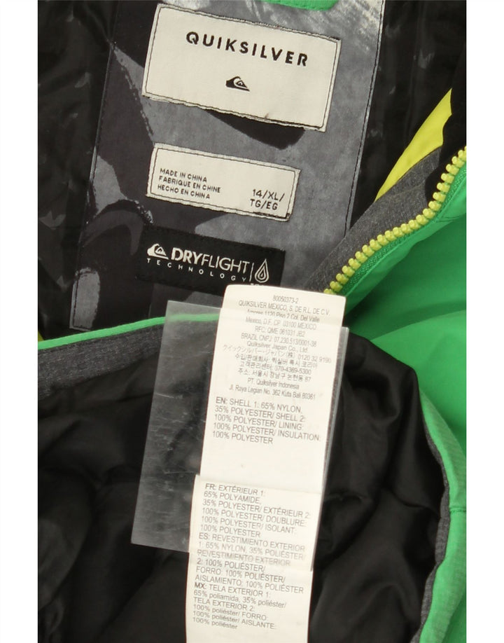 QUIKSILVER Veste coupe-vent à capuche pour garçon 13-14 ans XL Vert Nylon