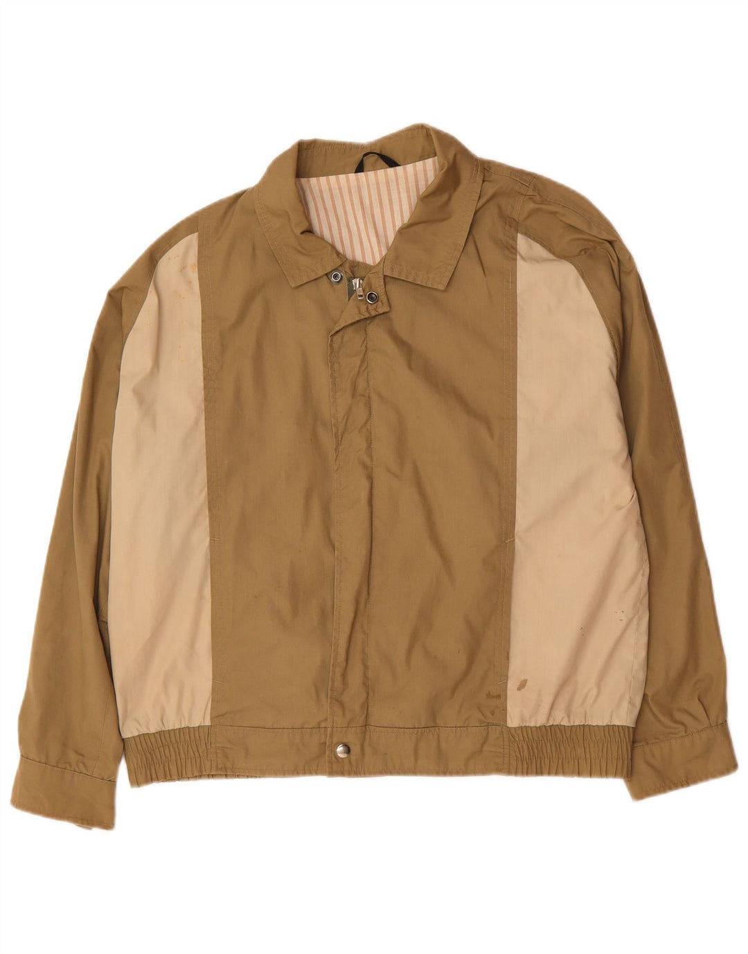 VINTAGE Mens Bomber Jacket UK 42 XL Beige Colourblock Polyester