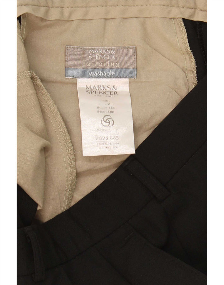 Marks & Spencer Pantalon de costume pour homme W34 L33 Noir Polyester