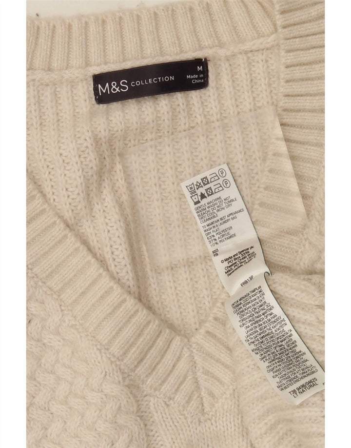 Marks & Spencer Pull col en V pour femme UK 14 Medium Off White