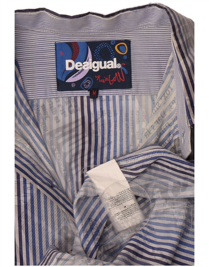 Desigual Chemise Graphique Coton Rayé Bleu Moyen Homme