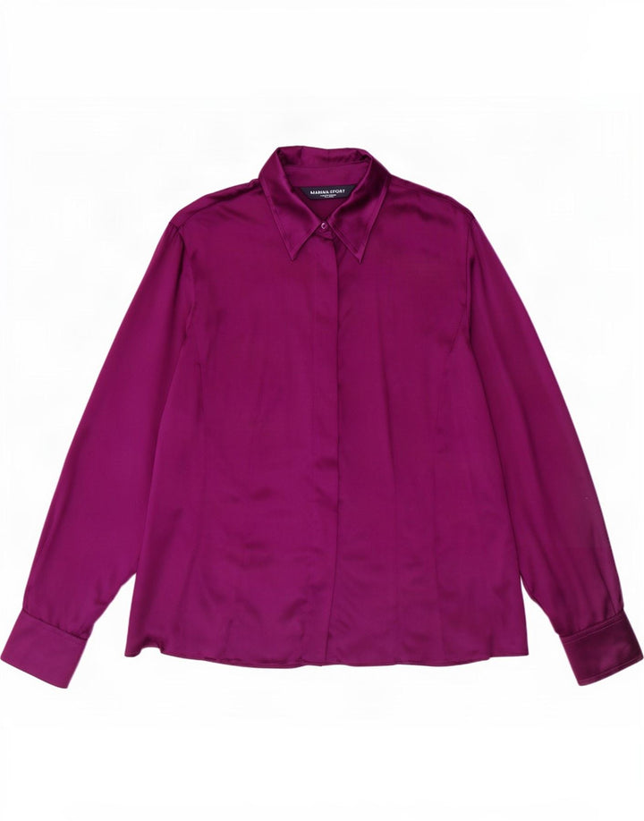 Marina Rinaldi Chemise Femme Chemisier Taille 21 Soie Marron Moyen