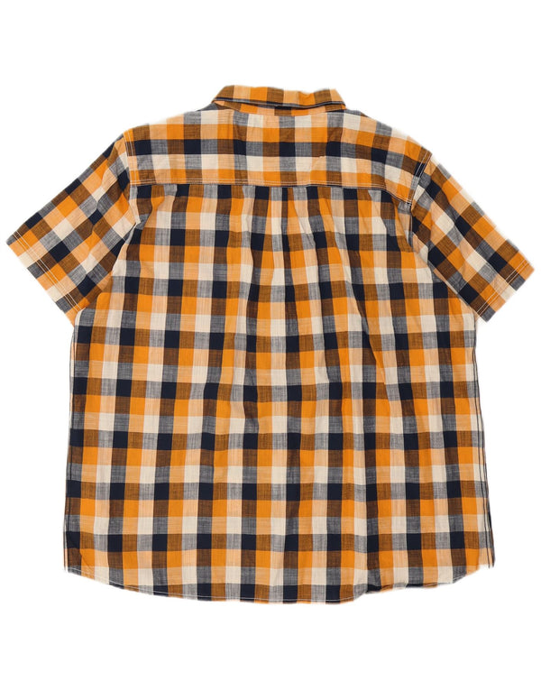 Weird Fish Chemise à manches courtes pour homme 2XL en coton vichy orange