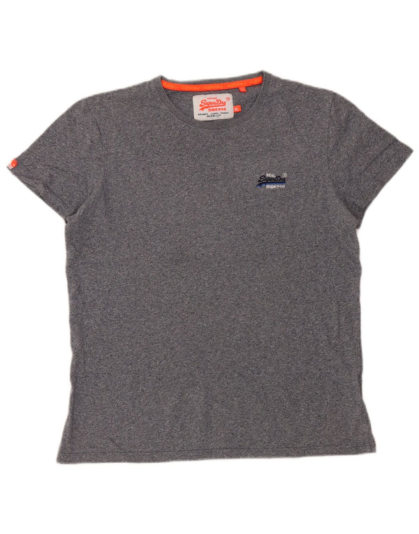 SUPERDRY T-Shirt Homme Top XL Bleu Moucheté Coton