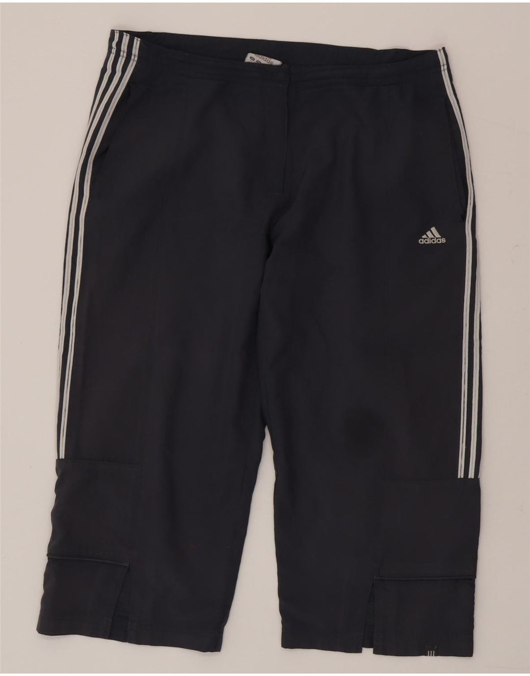 Adidas Pantalon capri droit pour femme UK 16 Large Bleu marine Polyester