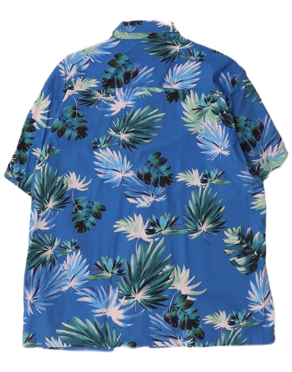 Superdry Chemise à Manches Courtes Homme XL Bleu Floral Coton Hawaïen