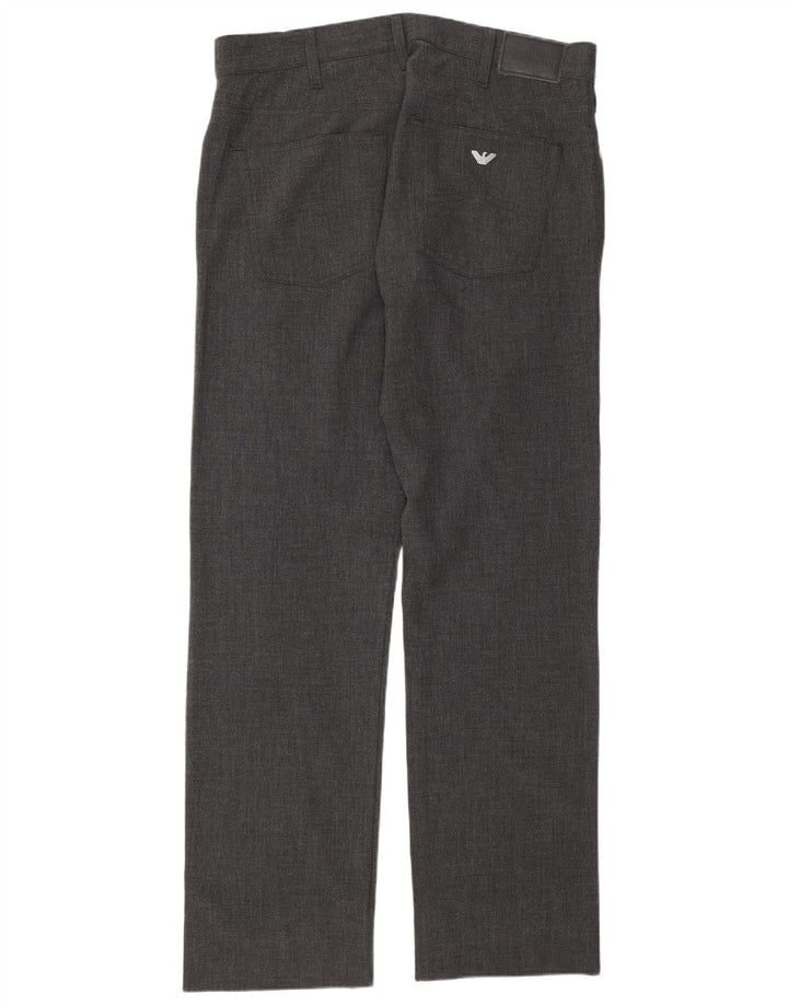 Armani Pantalon décontracté droit pour homme W36 L32 Gris Polyester