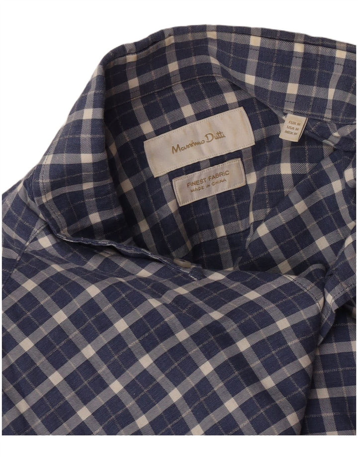 Massimo Dutti Chemise en Flanelle Homme Bleu Marine Moyen à Carreaux