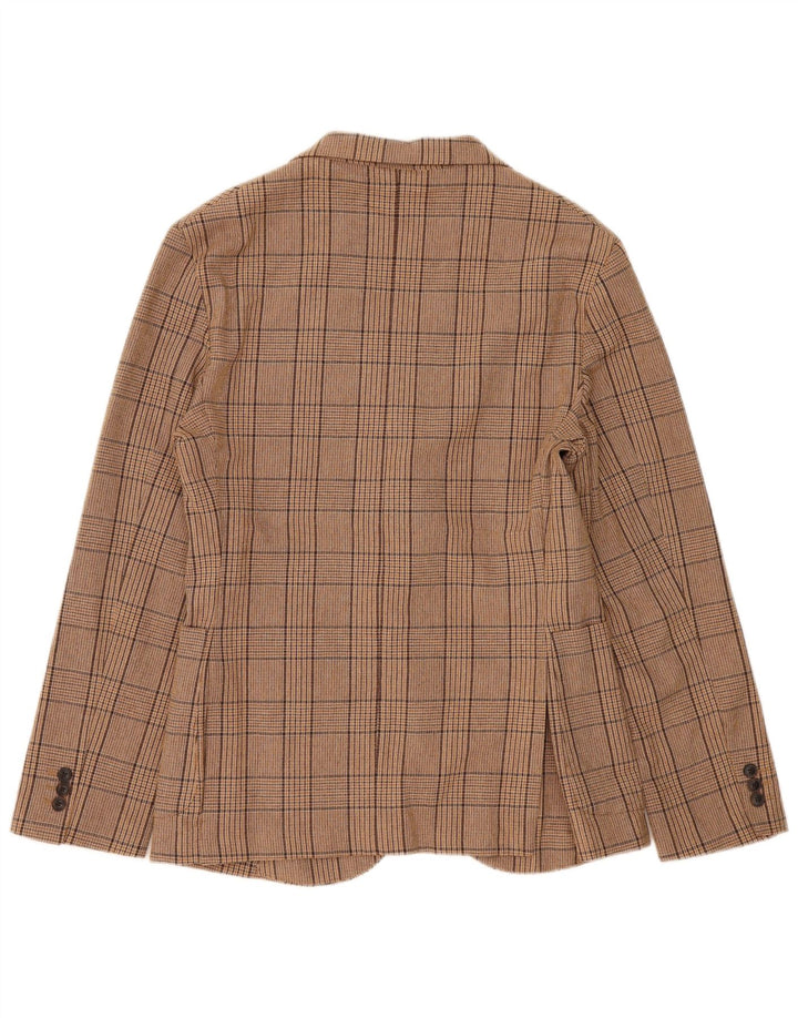 Zara Veste blazer à 2 boutons pour homme UK 38 en coton à carreaux marron moyen