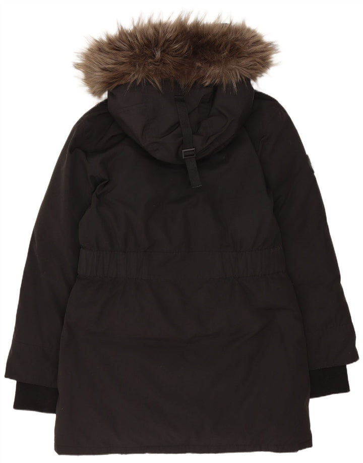 Superdry Manteau matelassé à capuche surdimensionné pour femme UK 10 Petit Noir Polyester