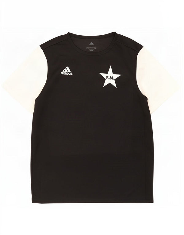 Adidas Hommes Climalite Graphic T-Shirt Top Large Noir Colorblock Polyester