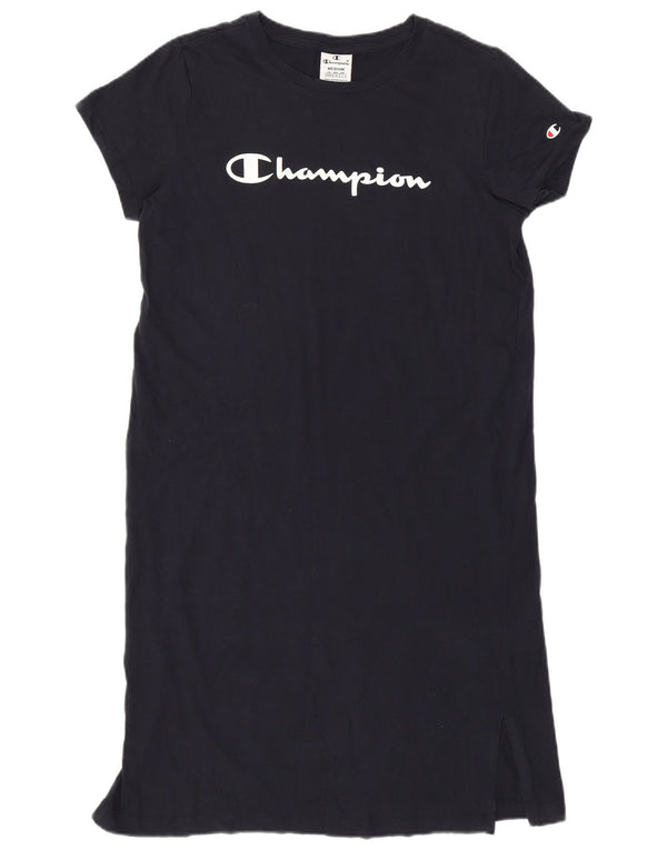 Champion Robe T-Shirt Graphique Femme UK 14 Coton Bleu Marine Moyen