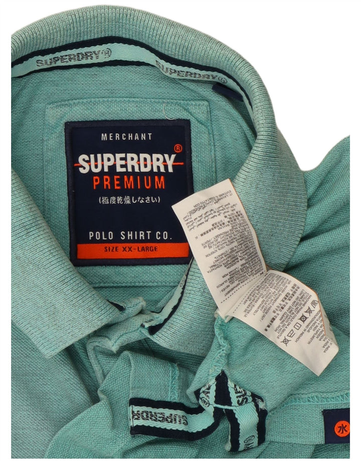 Superdry Polo Homme 2XL Turquoise Coton