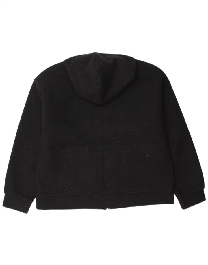 Zara Veste polaire à capuche pour femme UK 16 Large Noir Polyester