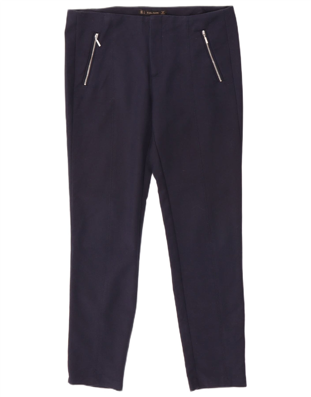 Pantalon décontracté slim femme ZARA Large W32 L29 bleu marine