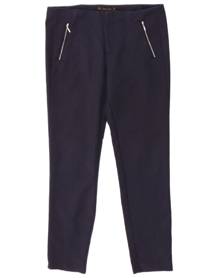 Pantalon décontracté slim femme ZARA Large W32 L29 bleu marine