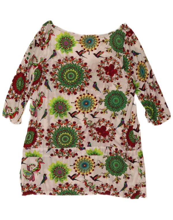 Desigual Chemisier à manches 3/4 pour femme UK 14 Large Multicolore Floral