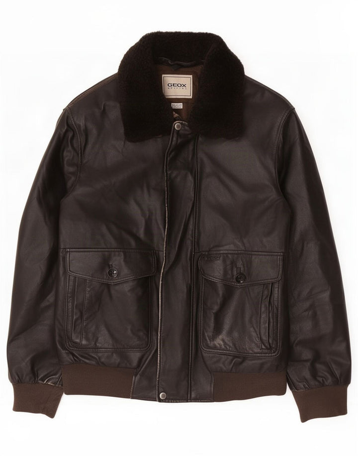 Geox Veste en cuir pour homme UK 44 2XL Marron
