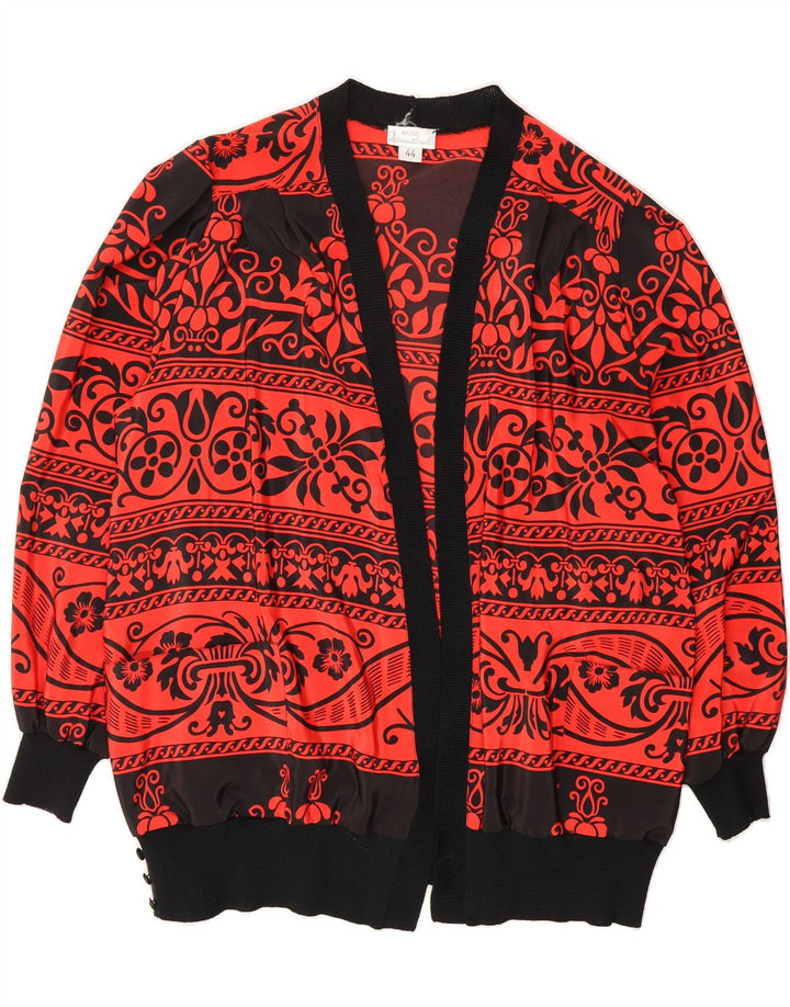VINTAGE Womens Oversized Cardigan Top EU 44 XL Red Paisley Polyester Vintage Vintage and Second-Hand Vintage from Messina Hembry 