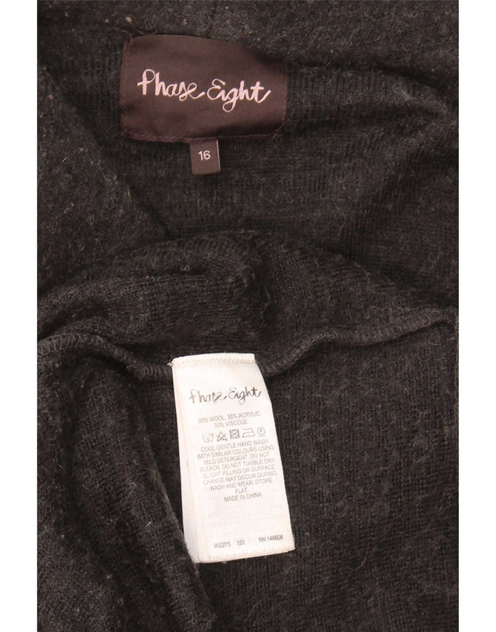 Phase Eight Cardigan Long pour Femme UK 16 Grande Laine Noire