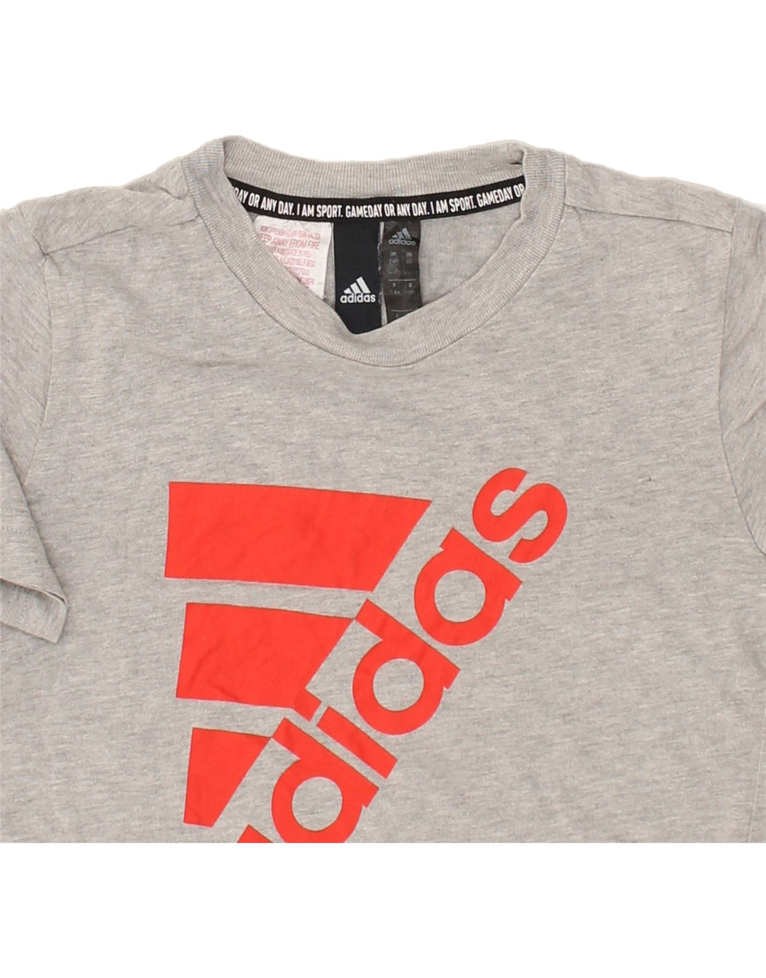 ADIDAS Boys Graphic T-Shirt Top 7-8 Years Grey Cotton | Vintage Adidas | Thrift | Second-Hand Adidas | Used Clothing | Messina Hembry 