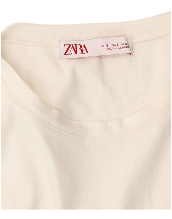 ZARA Femme T-Shirt Top UK 10 Petit Blanc