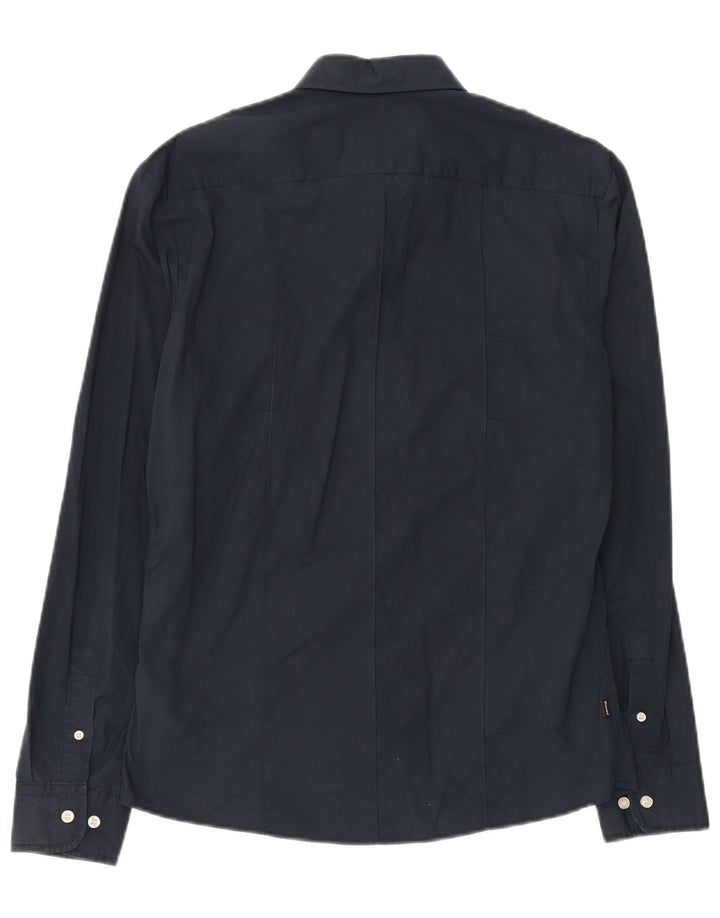 Blauer Chemise Militaire Homme Large Bleu Marine Coton