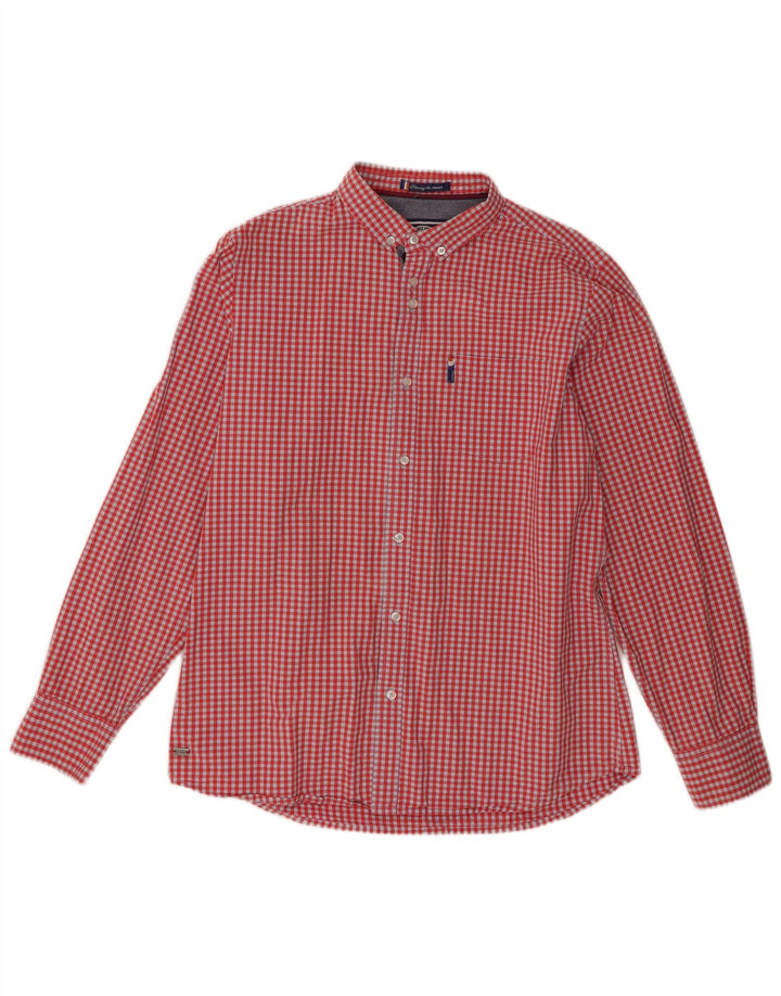 Le Shark Chemise Homme Grand Vichy Rouge Coton