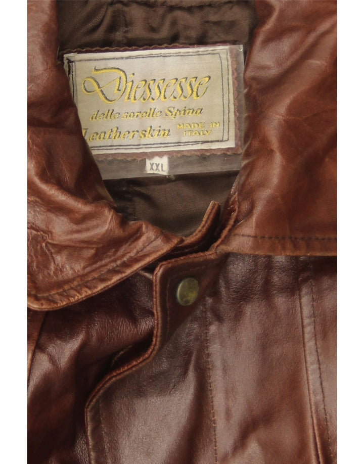manteau en cuir homme vintage UK 44 2XL Cuir marron
