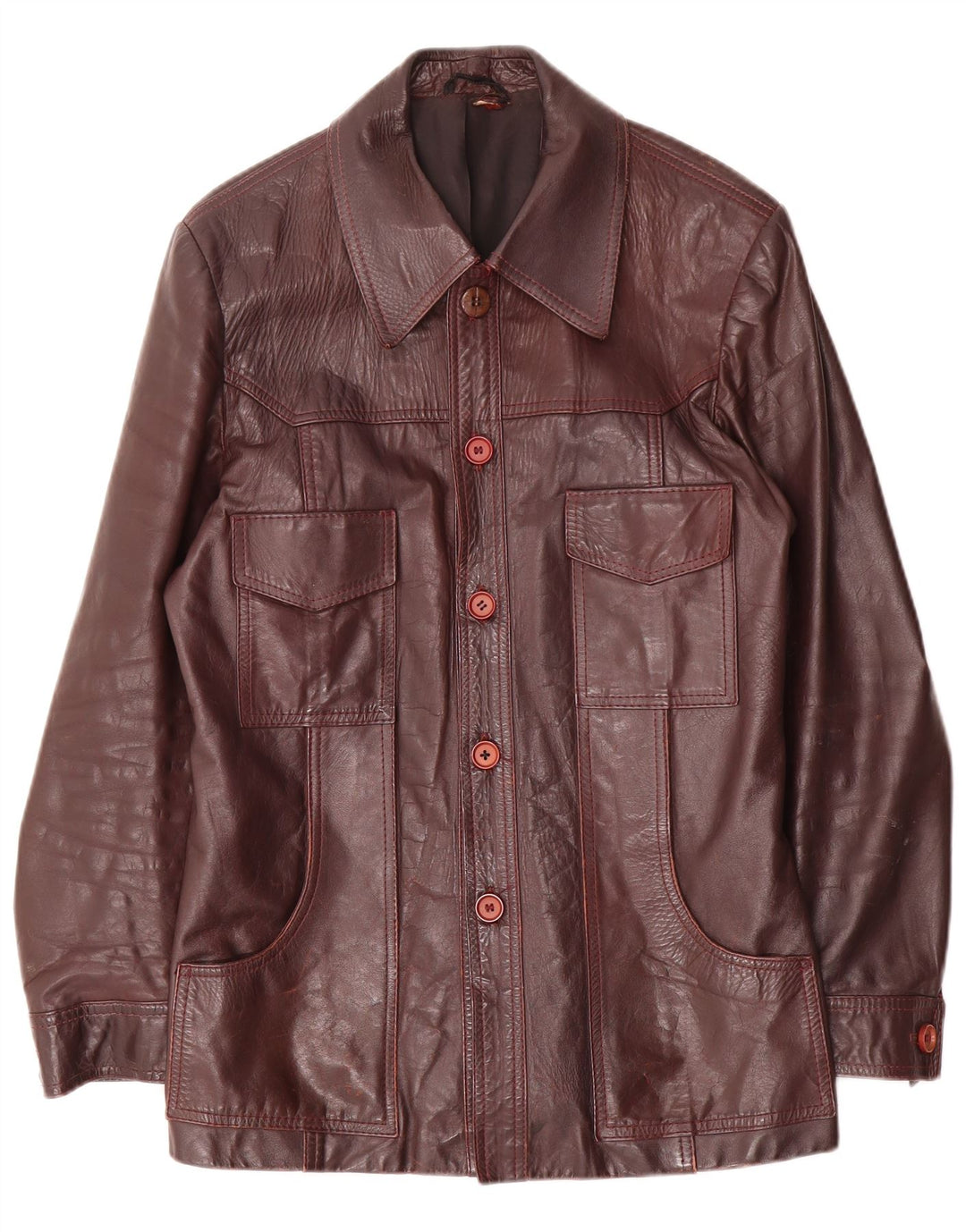 veste en cuir homme vintage UK 38 Marron moyen