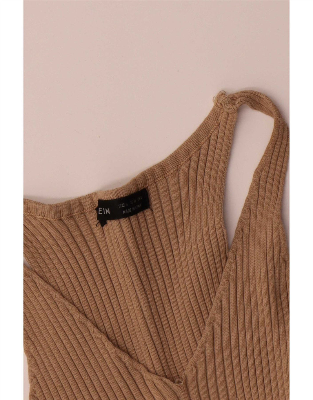 Shein Robe moulante sans manches pour femme UK 8 Petit Polyester Beige