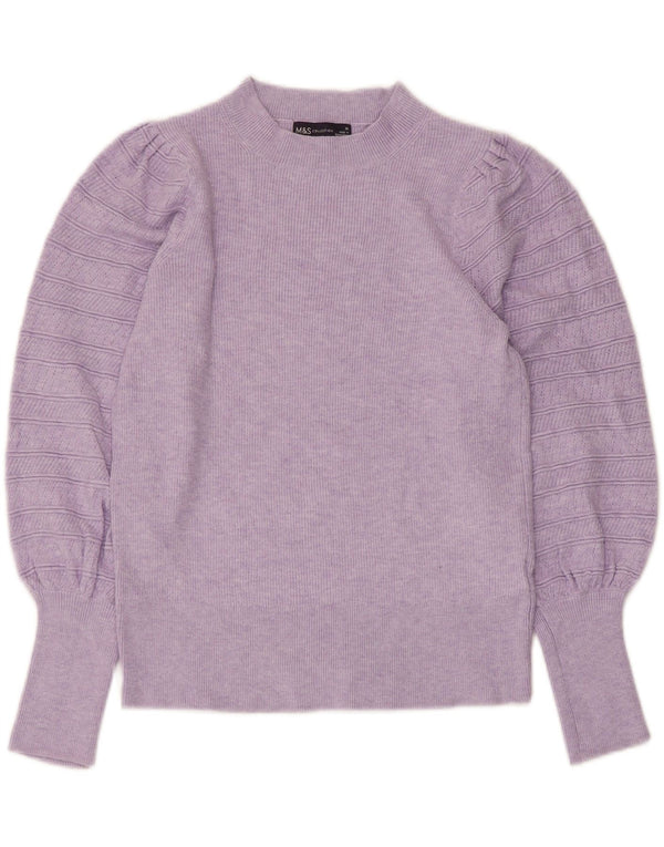 Marks & Spencer Pull à col rond pour femme UK 10 Small Violet Viscose