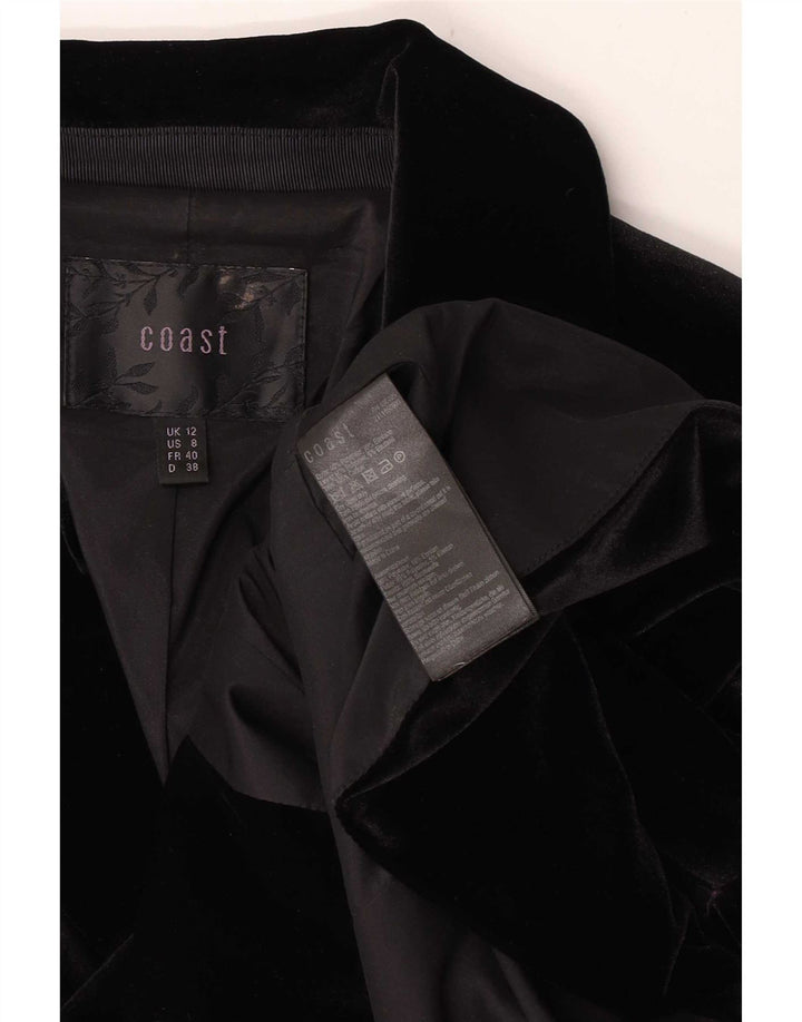 Coast Veste blazer en velours à 1 bouton pour femme UK 12 Noir moyen Polyester