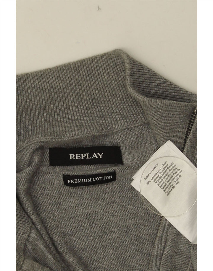 Replay Pull col zippé homme grand gris coton