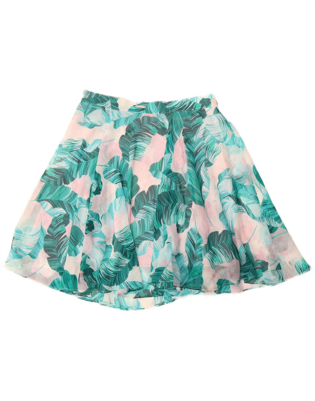 GUESS Jupe trapèze pour femme UK 12 Medium W28 Bleu Floral Polyester