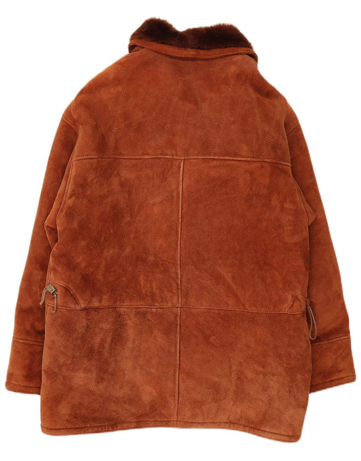 veste en peau de mouton vintage pour homme UK 40 Grande peau de mouton brune