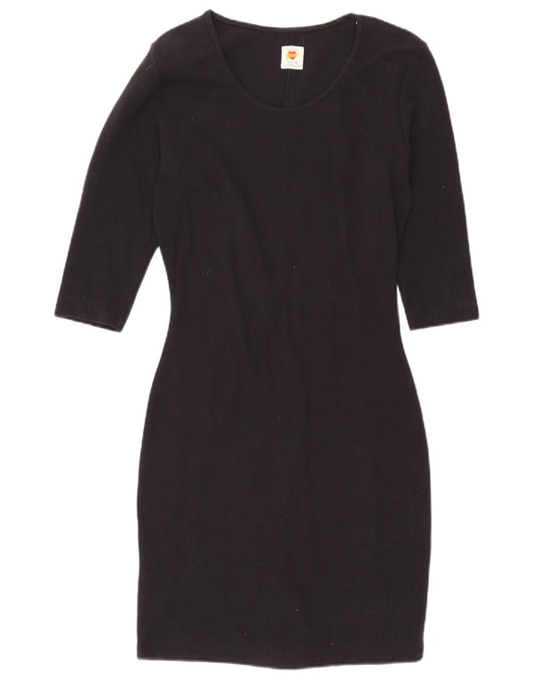 Benetton Robe fourreau à manches 3/4 pour femme UK 14 Bleu marine moyen Coton