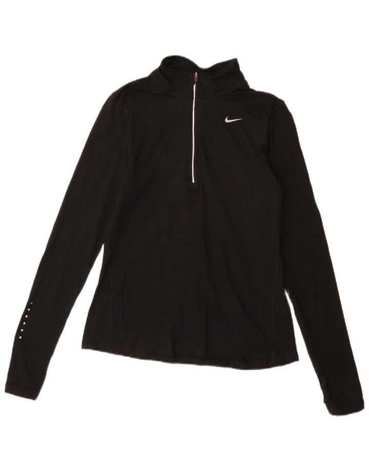 Nike Haut de survêtement Dri Fit à col zippé pour femme UK 10 Petit Noir