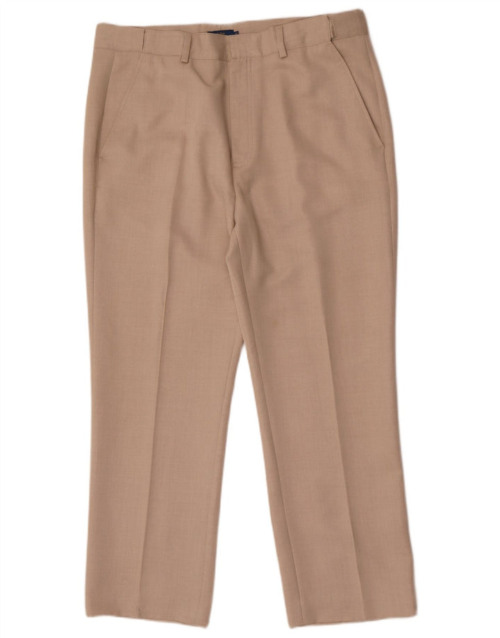 Cotton Traders Pantalon de Costume Droit Homme W36 L28 Beige Polyester