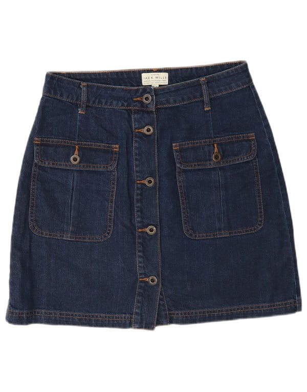 Jack Wills Mini jupe en jean pour femme UK 10 Small W27 Bleu Coton