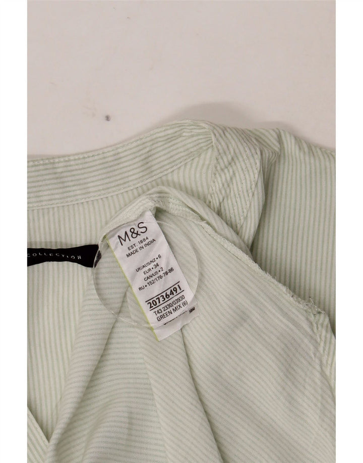 Marks & Spencer Chemise pull pour femme UK 6 XS Vert à fines rayures Viscose