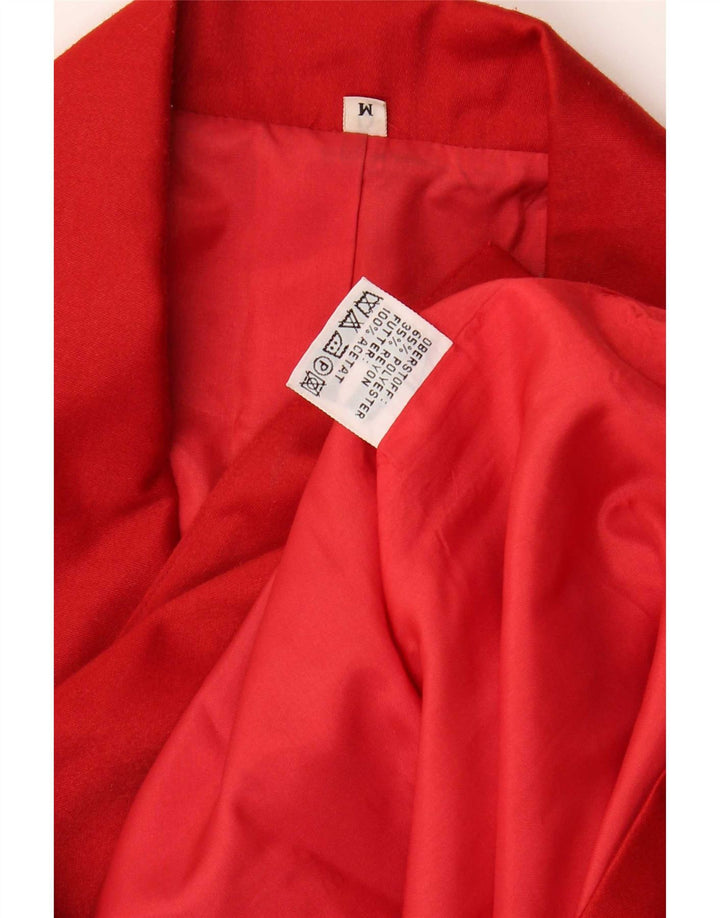 vintage Femmes Longline Double Breasted Blazer Veste UK 14 Rouge Moyen