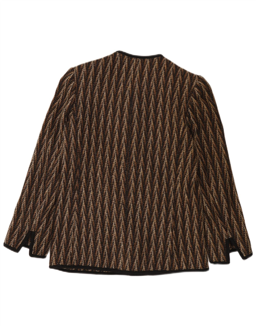 JAEGER Veste blazer à 7 boutons pour femme UK 8 Petite laine à chevrons marron