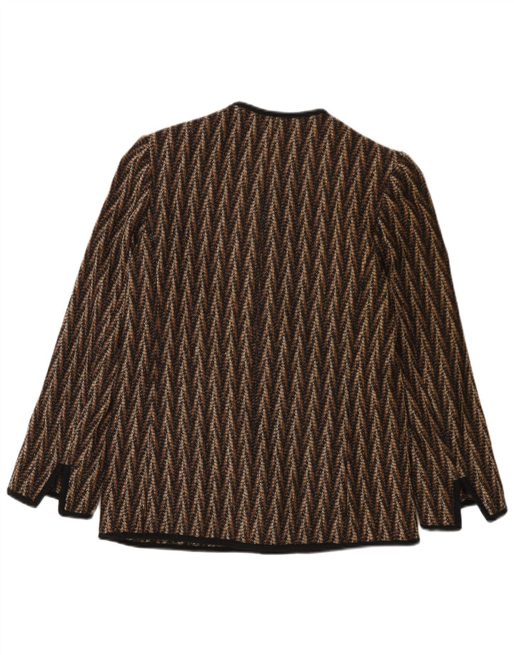 JAEGER Veste blazer à 7 boutons pour femme UK 8 Petite laine à chevrons marron